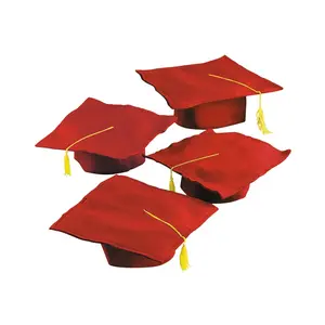 Bulk Kids Red Felt Elementary School Graduation Caps with Tassel for 36