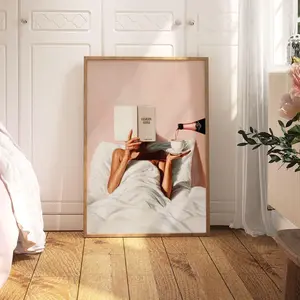 Pink Champagne Print, Trendy Bedroom Wall Art, Above Bed Decor M