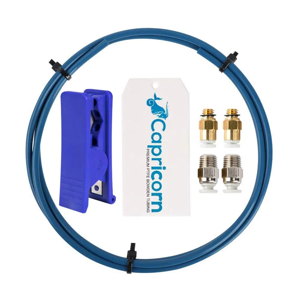 Capricorn Bowden PTFE Tubing 1M XS Series 1.75MM Filament with 2X PC4-M6 & 2X PC4-M10 Pneumatic Fittings & Tube Cutter for Creality Ender 3 V2/ Ender 3/ Ender 3 Pro/Ender 5/ CR-10/10S 3D Printer Sovol