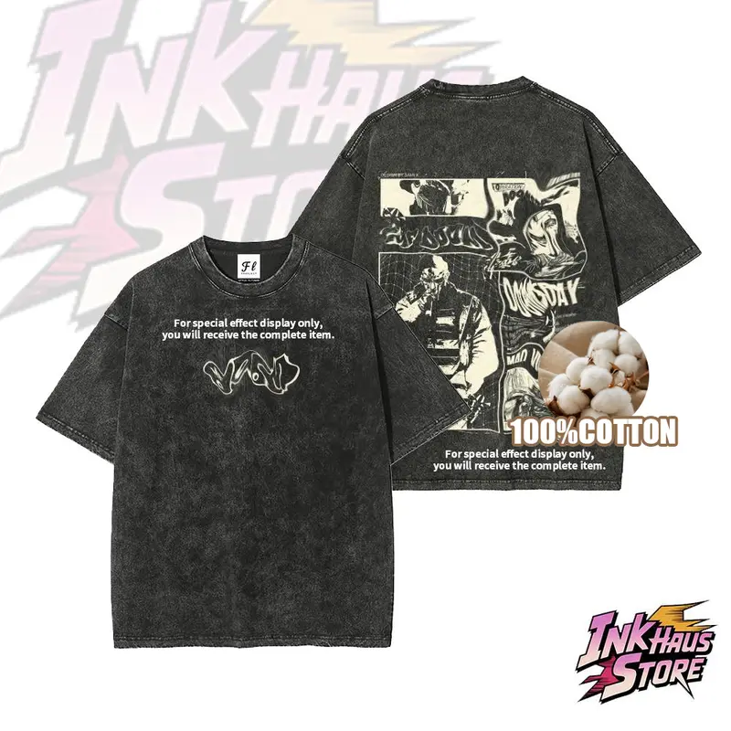 Inkhausstore-Inkvaultarchive Hip hop acid wash tee,vintage streetwear fashion,back to school out fit--Short Sleeve 100% Cotton Unisex Retro wash Tee