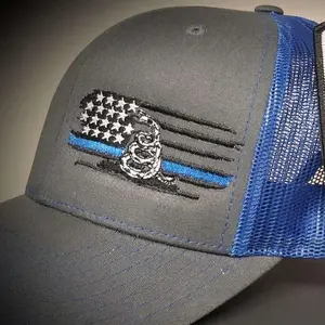 Richardson 112 Snapback Thin Blue Line Hat with Patriotic Symbolism