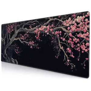 Cherry Blossom Pattern Mouse Pad, 1 Count Rectangle Gaming Mouse Pad, Non-Slip Mousepad, Office Desk Keyboard Mouse Mat for Home Office Game Room Desk