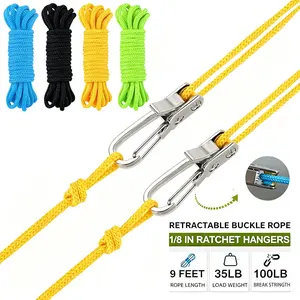 Fathersdaygift Rope Tightener & Guyline Tensioner - Heavy Duty Retractable Paracord with Alloy Carabiner Clip, Windproof Tie Downs for Camping Tent, Tarp & Hammock Setup Fathers Day Gifts