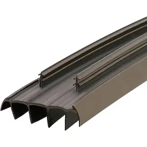 36? Kerf-Style Door Bottom with Vinyl Fins - Brown Door Weatherstrip & Draft Stopper, Slide-in Threshold Seal for Exterior/Interior Doors