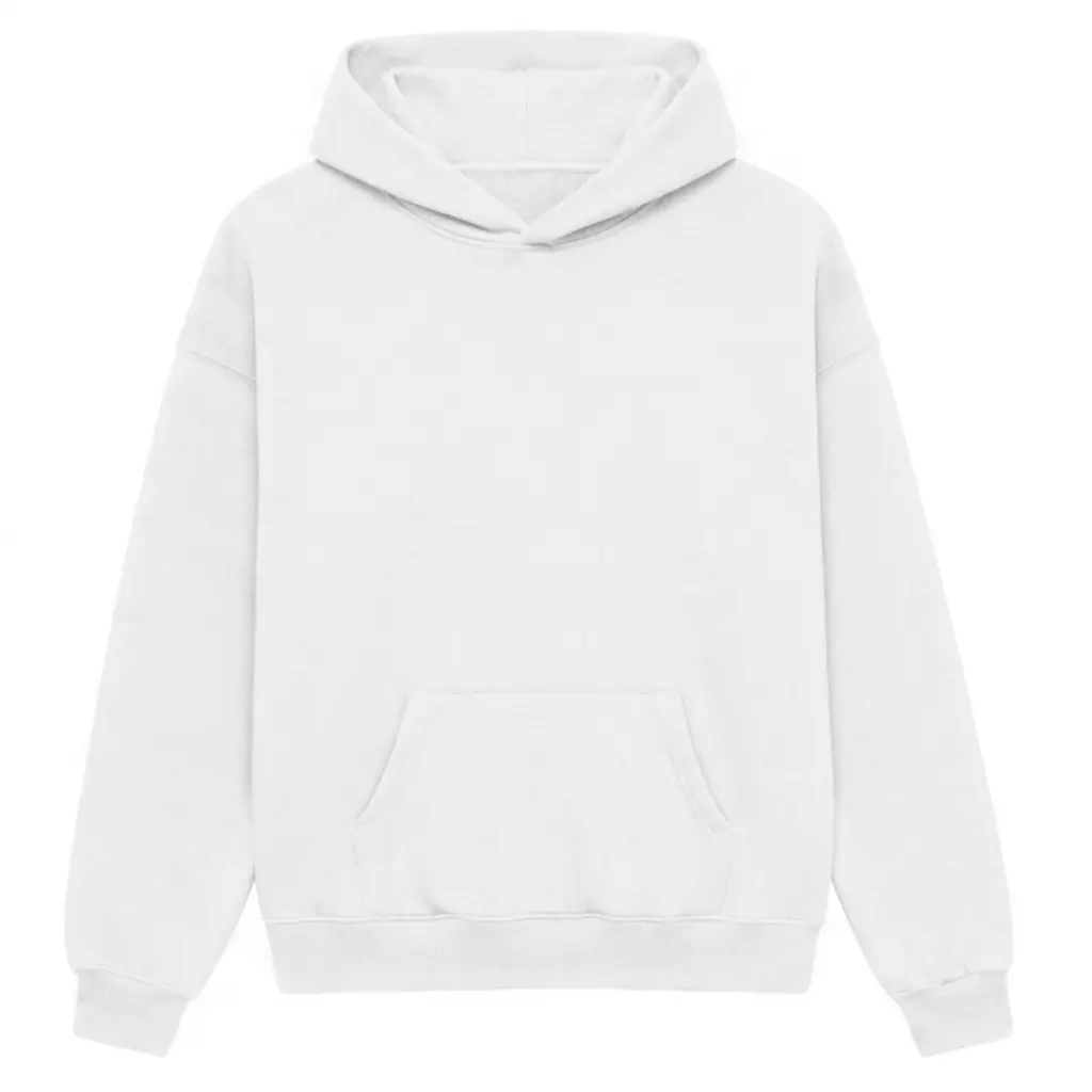 Oversized White Hoodie Lightweight Fleece Pullover Plain Blank Sweatshirt Casual Streetwear Unisex