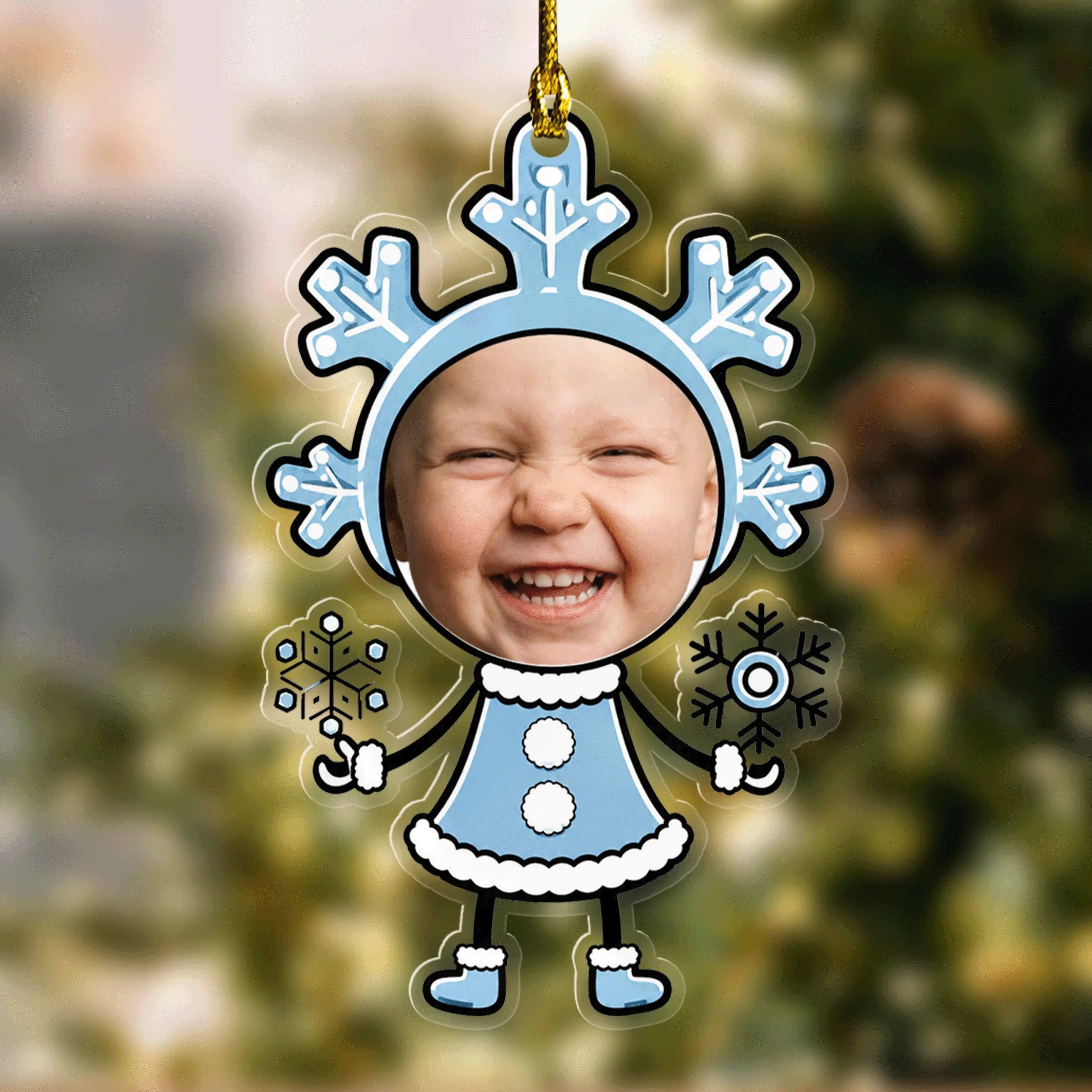 Personalized Snowflake Baby Face Acrylic Christmas Ornament