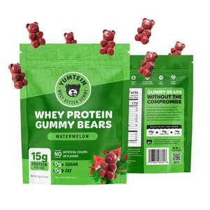 Yumtein Protein Gummy Bears - 15g Protein, 0g Sugar, 0g Fat - Halal Beef Gelatin - Natural Colors - Watermelon (170 Cal)