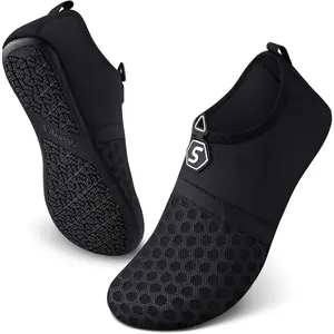 Water Shoes Quick-Dry Aqua Socks Barefoot Slip-on for Beach Pool Swim River Yoga Lake Surf Women Men Black SK001