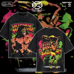 [Octa-X] The Ultimate Warrior Premium Acid Washed T-Shirt, The Face-Painted Legend VIntage T-Shirt, The Power of the Warrior Acid Washed Shirt, Ultimate Warrior Fans Shirt, WWE Wrestling Graphic Tee for Fans, gift for WWE fans, Gift for Boyfriends