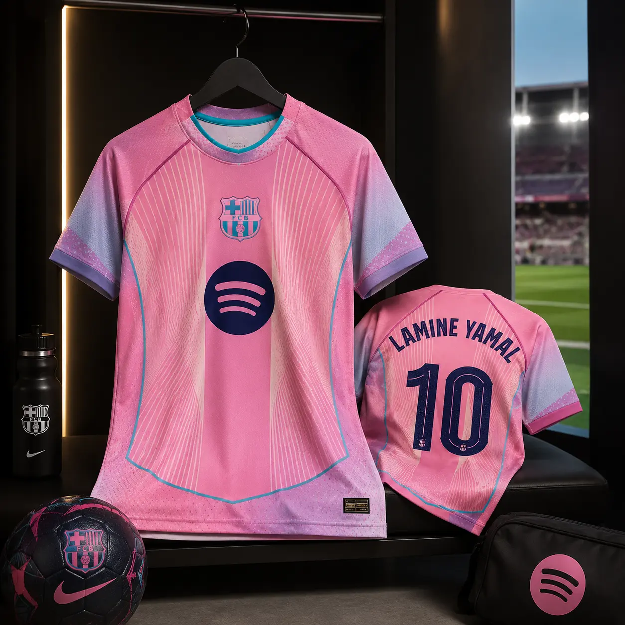 L@mịne Y@M@L #10 Away Soccer Jersey 25/26, Short Sleeve Football Shirt for Men and Women, Fan Edition Kit