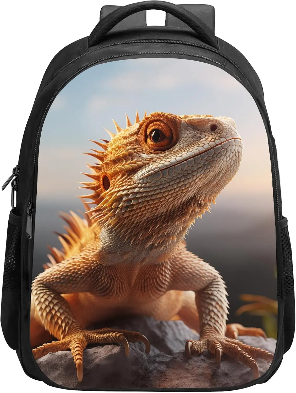 Bearded Dragon Lizard Backpack,Elementary Bookbag Stylish Daypack, Bags with Padded Straps, 15.7 Inches