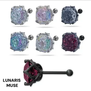 【Lunaris Muse】Sterling Silver Dark Thorn Rose Cut CZ Stone Screw back Earrings