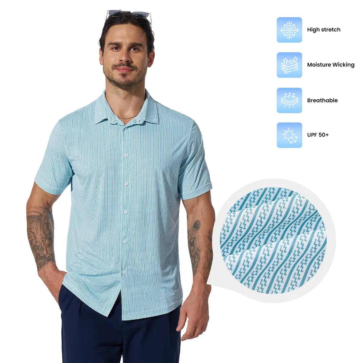 YSENTO Mens Casual Classic Printed Polo Shirt Dry Fit Short Sleeve Performance Moisture Wicking Collared Golf Polo Shirt  UPF50+ Summer Top for Outdoor,Work,Daily Beach Vacation Dating