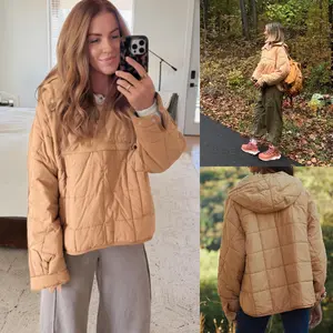 Women's Oversized Hooded Puffer Jacket Quilted Lightweight Winter Warm Pullover Padded Hoodies Coat