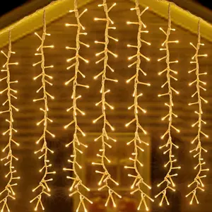 SUNNYGLADE 320LED 9.8ftx2.3ft Icicle Cluster String Lights 8 Modes Fairy Lights Plug in Waterproof LED for Christmas Wedding Party Home Wall Outdoor Indoor Decor