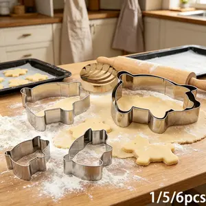 Pig Shape Cookie Cutter Set, Stainless Steel Baking Tools, Durable and Easy to Use, Perfect for Cookies and Cakes, 1/5/6 Pieces
