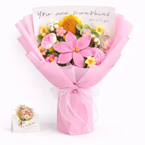 Mother’s Day Gift, YShomy Handmade Crochet Flower Bouquet with Premium Materials, Eco-Friendly, Graduation Gift, Birthday, Anniversary Gift for Her, Girlfriend, Wife, Friend, Includes Card, Decorative, Perfect Gift