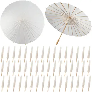 3 Pieces 33 Inches Large White Paper Umbrellas Parasol Decorative Chinese Japanese Parasol Rainproof Oiled Paper DIY Painting Umbrellas for Wedding Bridal Showers Party Decor (3 PCS)