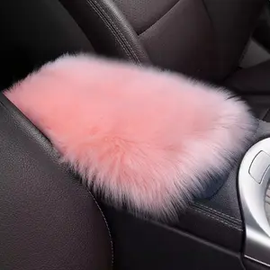 Universal Pink Faux Fur Car Armrest Cover - Soft Winter Console Seat Box Protector - Ultimate Cozy Car Accessory (Pink)