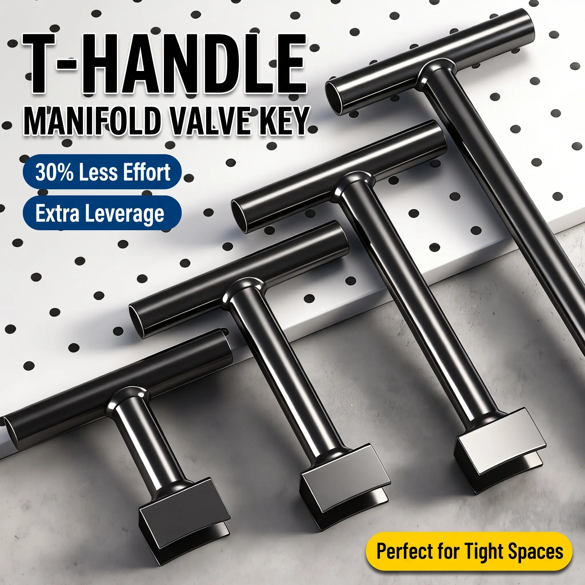 T-Handle Manifold Valve Key, 21mm Slotted Shut-Off Valve Wrench, Extended Leverage T-Handle for Heating Manifold, Radiator & Hydronic Shutoff Valves, Non-Slip Grip, Extra Reach in Tight Spaces