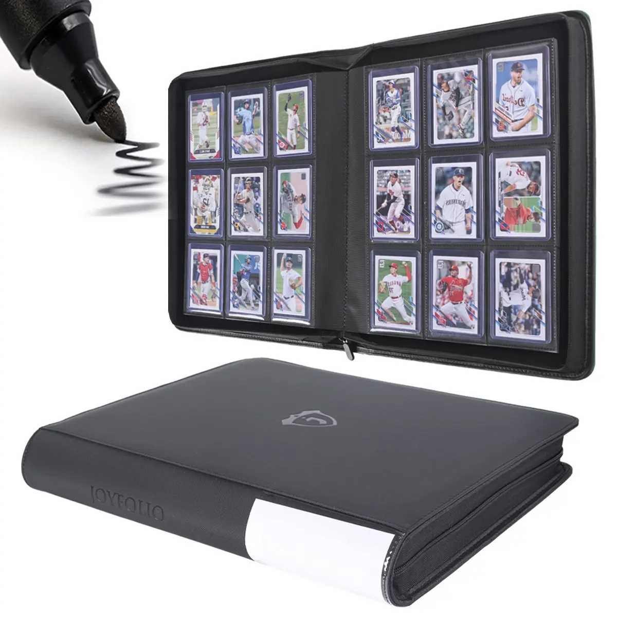 Toploader Binder, Holds 288 Toploaders, 9 Pocket Top Loader Binders with Sleeves, 3x4 Inch Rigid Card Holders for Trading & Sports Cards