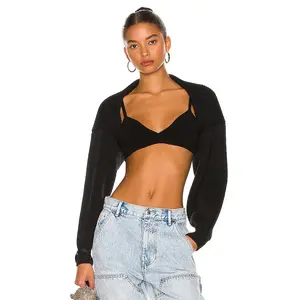 Alexander Wang Cropped Crewneck Shrug in Black