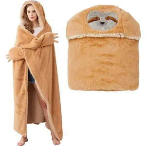 lulumaia Ultra Plush Hooded Wearable Sloth Blanket
