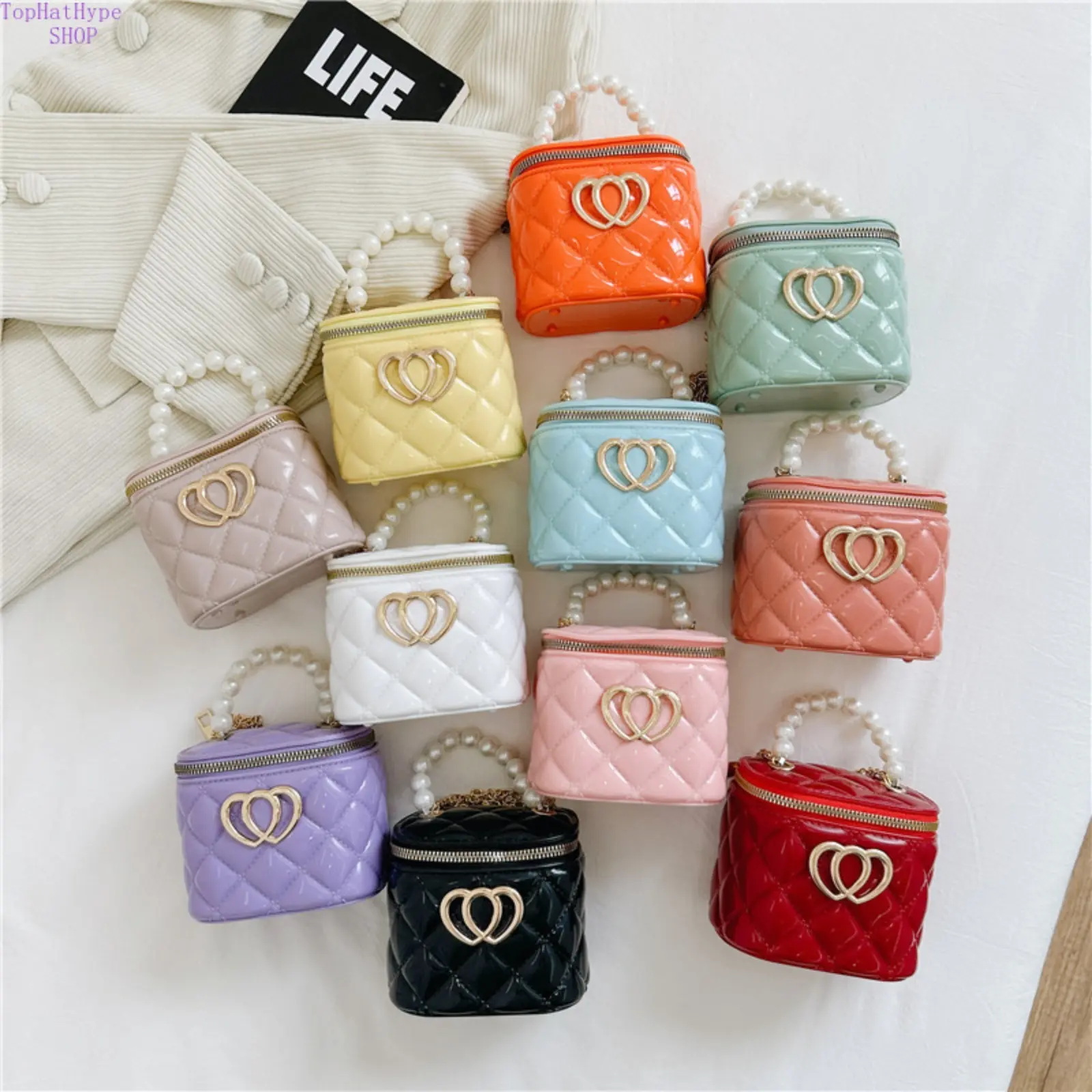 2026 New Kids' Pearl Jelly Crossbody Bag - Mini Cute Zipper Handbag, Versatile Summer Cosmetic Tote for Play & Dress Up Daily Use, Cosmetic Bag, Toddler Bag