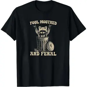 Foul Mouthed and Feral Raccoon Shirt, Funny Raccoon Comfort  Tee, Feral Tshirts for Girls, Feral Mom Tops, Sarcastic T-shirt for Women