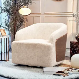 Baliaa Modern Swivel Barrel Rocker Recliner Chair in Teal Yarn-Dyed Fabric Curved Wood Accents 360-Degree Rotation Solid Metal Base Ergonomic Design Living Room & Bedroom Comfortable Lounge Chair