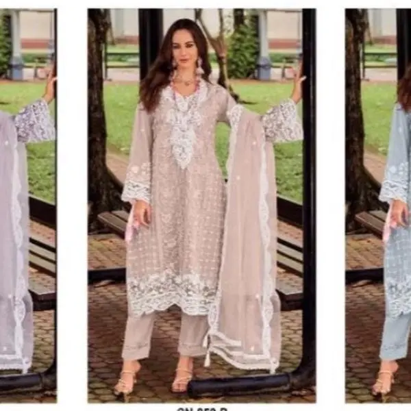 Pakistani Organza Suit for Women - Summer Colors with Heavy Embroidery, Light Purple, Suitable for Costume and Womenswear