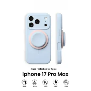 Light blue liquid magnetic stand case suitable for iPhone 17 Pro Max, iPhone 16, iPhone 15, and iPhone 14 for women