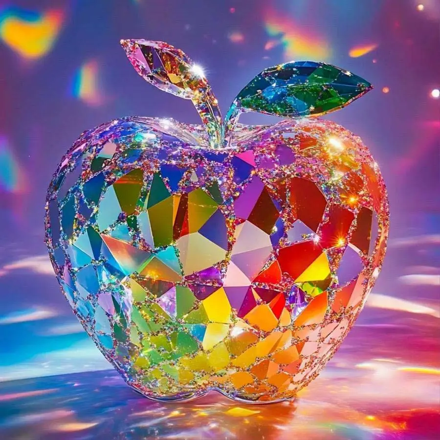 1pcs 5D DIY diamond painting kit, 5D diamond art set, DIY decoration, rainbow apple diamond painting kit full round drill DIY, mosaic, diamond art, DIY art home decoration, suitable for Halloween and Christmas.