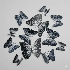 3D Butterfly Wall Stickers Removable Waterproof Self-Adhesive Decorative Decor Nordic Style Room Decals for Kids Bedroom Living Room Home