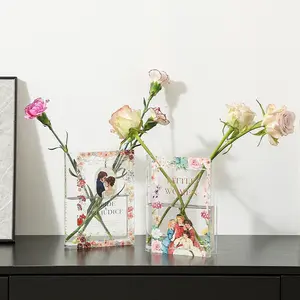 Book Vase,  Book Vase , A Book About  Vase, Book Shaped Vase, Book Flower Vase Clear, Modern Decorative Vase for Living Room, Bathroom, Office, Shelf, Set of 2