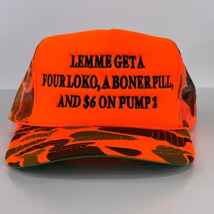 LEMME GET A FOUR LOKO a BONER PILL and $6 on PUMP 2 Mesh Trucker Hat SnapBack Cap Custom Embroidered