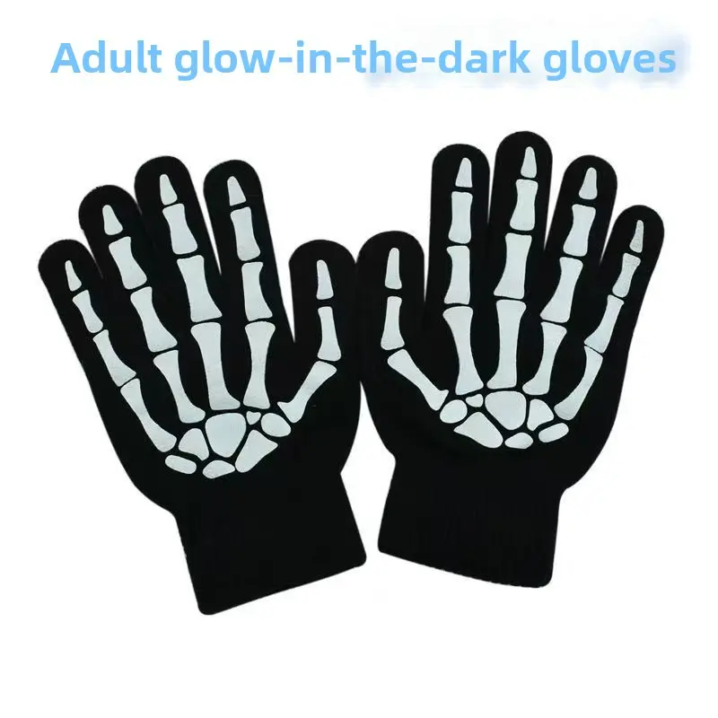 Warm Gloves Skull Gloves Winter Gloves Knitted Glow-in-the-Dark Gloves Winter Gloves