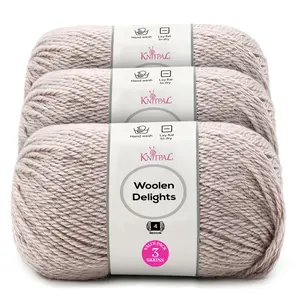 Medium Worsted Weight Wool Yarn, 3 Skeins, 522 yds/300g - KnitPal Woolen Delights Yarn for Knitting and Crocheting, Australian Wool, Warm, Excellent Stitch Definition