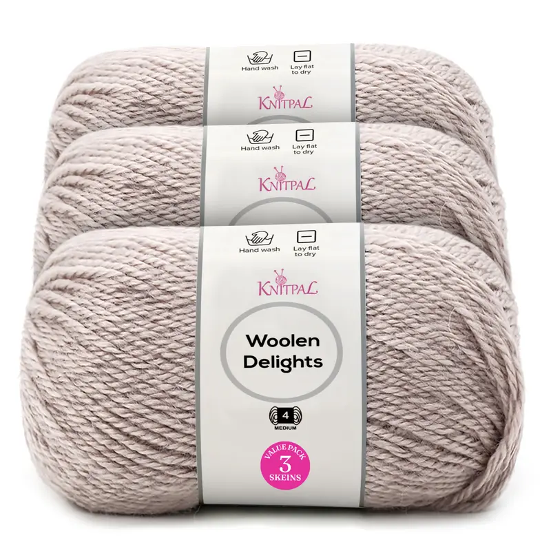 KnitPal Woolen Delights Medium Worsted Weight 40% Acrylic Australian Wool Yarn - 3-Skein Value Packs, 3 Skein Same Color, 522yd/300g, Soft Drape, Warm, Jewel Tones, Craft Yarn for Knitting/Crochet, Excellent Stitch Definition