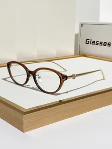 Women's Oval Cat Eye Glasses, Fashion Frame Eyeglasses, Unique Style, Trendy Vintage Literary Atmosphere, Lazy Feel Flat Lens, Fashion Eyewear, Fashionable Frames Glasses