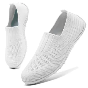 Women's Barefoot Shoes Slip-on Sneakers for Walking Running Jogging Drop-free Minimalist Fashionable Shoes with Wide Toe Box Comfortable Casual White