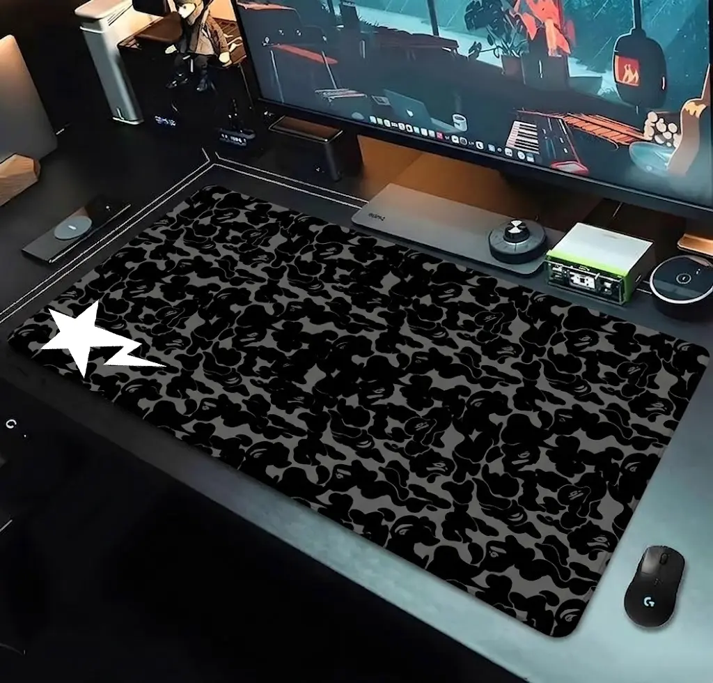 Trendy Black Camo Extra Large Hypebeast Desk Mat Keyboard Mouse Pad E-Sports Desk Mat Desk Decor for Gamers Boys' Rooms Gift large mousepad – FASTSHIPPING