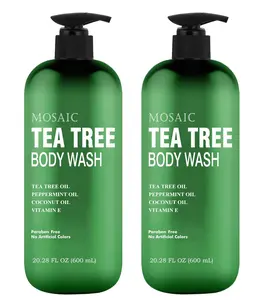 AnatoliaDaphne Tea Tree Body Wash and Shower Gel with Vitamin E for Jock Itch, Eczema, Ringworm, Body Odor, Body Wash Women & Men with Added Body Oils,LARGE 20.2 FL Oz Bottle (Tea Tree, Pack of 2)
