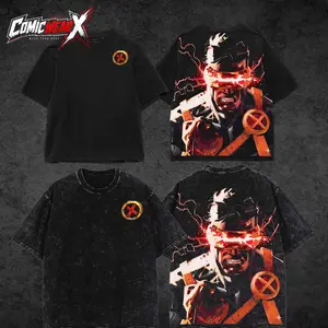 [ ComicWear X ] "Cyclops" v1.2 Summers The Mutants X-Force MCU Comic Edition Double Printed Oversize Lightweight Acid Washed Tee Hoodie Sweater TV Series Graphic Design Top Cotton Streetwear Comic Superheroes T-Shirt Clothes Menswear