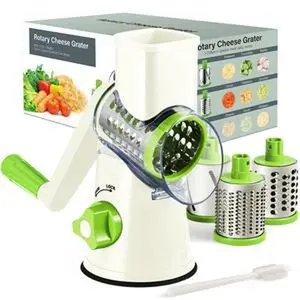 [BF&CM]KitExpert Viral Cheese Grater(All Metal Blades & No Plastic Left in Food), 3X Faster Shredding, Time-Saving Rotary Cheese Grater, Mandoline, Vegetable Chopper, Kitchen Gadgets, Slicer Dicer Cutter Kitchenware
