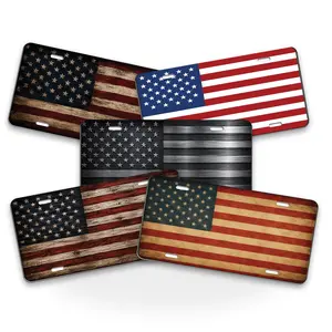 USA Flag Front License Plate – Patriotic Aluminum Car Tag for Cars, Trucks & SUVs