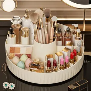 Elegant Rotating Makeup Organizer Tray, Multi-Layer Storage for Lipsticks Eyeshadows Brushes, Stylish Desktop Organization Tool, Makeup Brush Holder