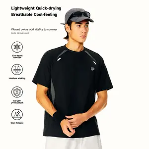 PSO Brand Men’s Unisex Cooling Quick-Dry Breathable Sports T-Shirt, Color-Block Panel Mesh Short Sleeve, Model TLG113, Unisex Shirt