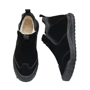 Winter Men's Shoes Cotton Snow Boots Internet Celebrity Thick Soled Fleece Lined Warm Slip On Platform Short Boots