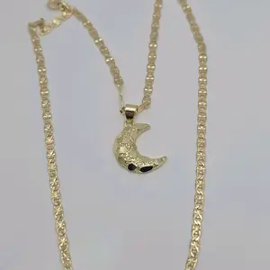 NUGGET STYLE MOON  necklace gold-plated beautiful style 18"inches shorter size nice gift